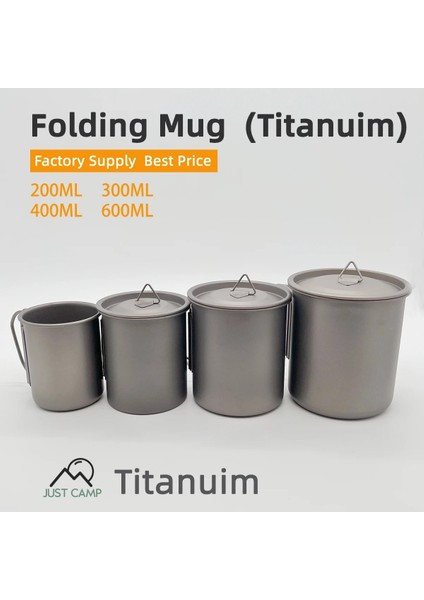 Toka ile 400 ml Titanyum Katlanır Kupa Kamp Bardak Su Bardağı Katlanabilir Kolu Açık Piknik Yürüyüş Balıkçılık Seyahat Turist Bira Tumbler Ultralight (Yurt Dışından)