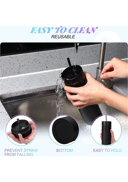 Kırmızı 16OZ Çift Duvar Sıska Bardak Plastik Dövme Su Şişesi Mat Bitmiş 16OZ Düz Bardak Yalıtımlı Bardak Kahve Kamışlı Kupa (Yurt Dışından)