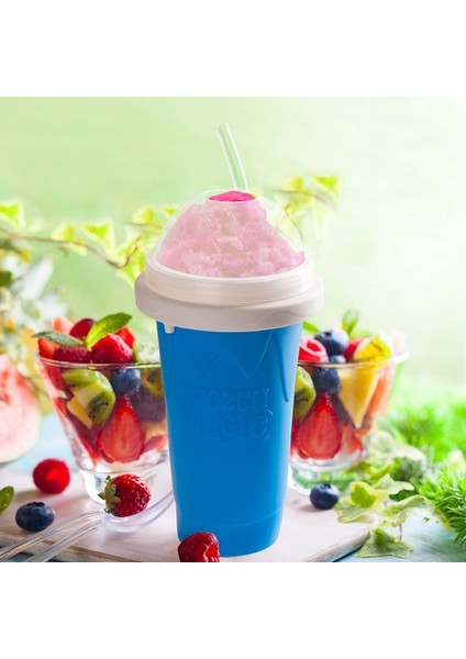 1 Adet Mavi 301-400 ml Hızlı Dondurulmuş Smoothies Kupası Ev Yapımı Meyve Suyu Milkshake Şişesi Slush Shake Makinesi Hızlı Soğutma Fincan Dondurma Sihirli Slushy Yapıcı (Yurt Dışından)