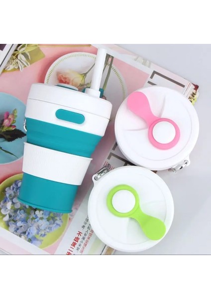 Açık Mavi 500 ml Seyahat Kupa Katlanır Bardak Sıkıştırılmış Katlanabilir Çay Kupa Kadın Silikon Yüksek Sıcaklığa Dayanıklı Kahve Kupa Seyahat Seyahat Kupa (Yurt Dışından)