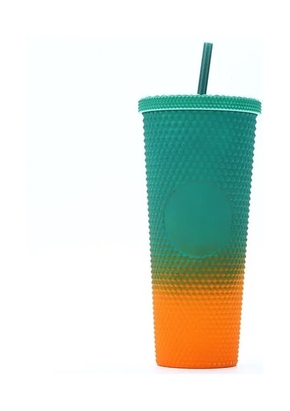 Stil 26 Amerikan Durian Fincan Renkli Çift Katmanlı Saman Plastik Bardak Açık 24 Oz Büyük Kapasiteli Kademeli Değişim Açık Taşınabilir El (Yurt Dışından)