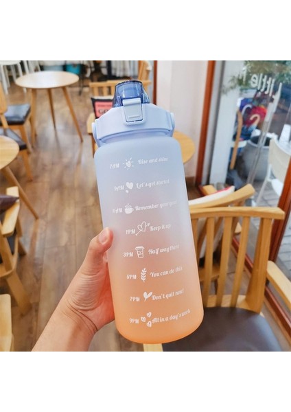 2000 ml 2.0l 2 Litre Su Şişesi Motivasyon Içme Suyu Şişesi Spor Su Şişesi Zaman Işaretleyici ile Taşınabilir Yeniden Kullanılabilir Plastik Bardaklar (Yurt Dışından)