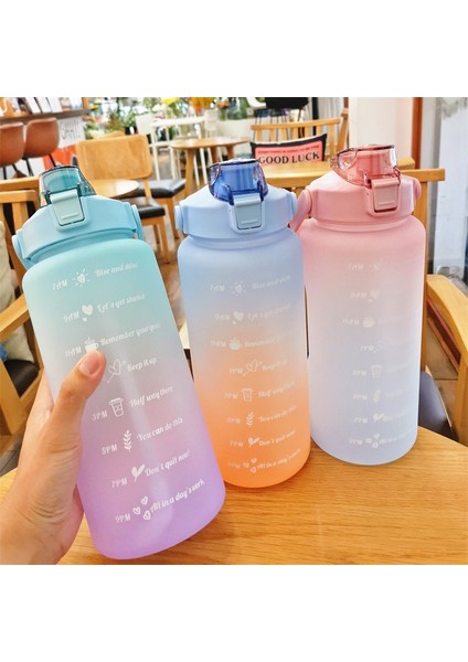 2000 ml 2.0l 2 Litre Su Şişesi Motivasyon Içme Suyu Şişesi Spor Su Şişesi Zaman Işaretleyici ile Taşınabilir Yeniden Kullanılabilir Plastik Bardaklar (Yurt Dışından)