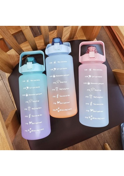 2000 ml 2.0l 2 Litre Su Şişesi Motivasyon Içme Suyu Şişesi Spor Su Şişesi Zaman Işaretleyici ile Taşınabilir Yeniden Kullanılabilir Plastik Bardaklar (Yurt Dışından)