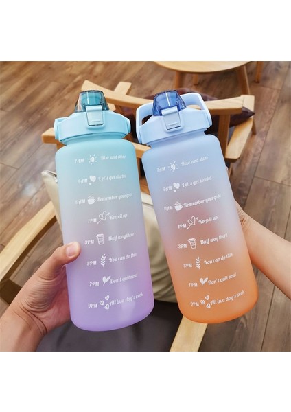 2000 ml 2.0l 2 Litre Su Şişesi Motivasyon Içme Suyu Şişesi Spor Su Şişesi Zaman Işaretleyici ile Taşınabilir Yeniden Kullanılabilir Plastik Bardaklar (Yurt Dışından)
