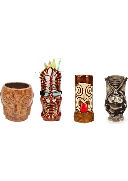 450ML 250-570ML Tiki Kupalar Seramik Hawaiian Luau Parti Kupaları Drinkware, Sevimli Egzotik Kokteyl Bardakları, Tiki Bar (Yurt Dışından) fırsatları