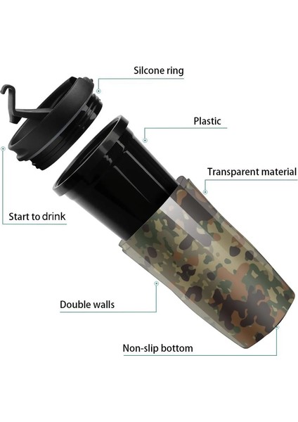 250 ml Yeni Flecktarn Desen Kamuflaj Seyahat Kahve Kupa Kahve Lüks Fincan Kahve Termos Kupa Gözlük Kahve (Yurt Dışından)