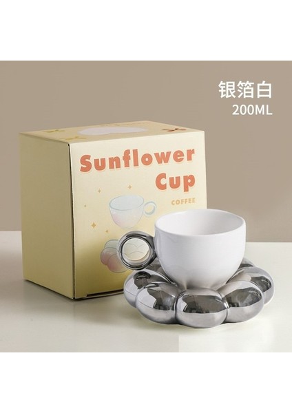 Gümüş Folyo Beyaz 200ML 200ML Seramik Kupa Sevimli Bulut Dekoratif Tabak Kahve Fincanı Seti Yaratıcı Seramik Bardak Hediye Kutusu Modern Oturma Odası Ev Dekorasyonu (Yurt Dışından) fiyatları