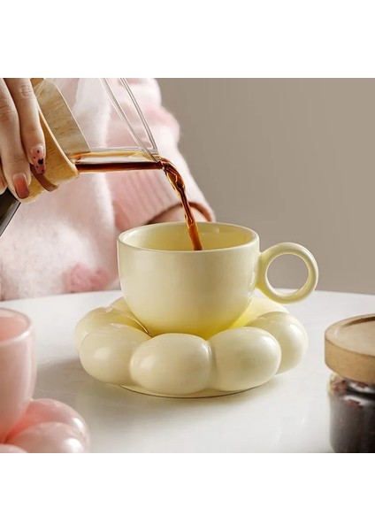 Gümüş Folyo Beyaz 200ML 200ML Seramik Kupa Sevimli Bulut Dekoratif Tabak Kahve Fincanı Seti Yaratıcı Seramik Bardak Hediye Kutusu Modern Oturma Odası Ev Dekorasyonu (Yurt Dışından) fırsatları