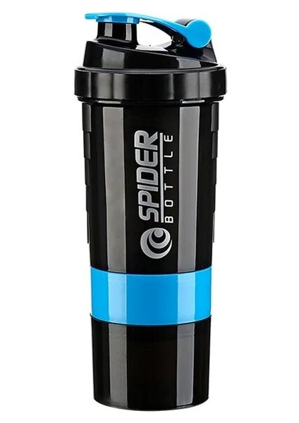 Mavi Taşınabilir Protein Tozu Çalkalayıcı Ev Spor ve Fitness Shake Kupası 3 Katmanlı 550 ml Hap Kutusu ile Kupa Masa Dekoratif Hediye Bardak (Yurt Dışından)