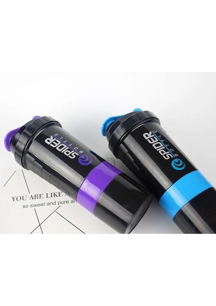 Mavi Taşınabilir Protein Tozu Çalkalayıcı Ev Spor ve Fitness Shake Kupası 3 Katmanlı 550 ml Hap Kutusu ile Kupa Masa Dekoratif Hediye Bardak (Yurt Dışından) modelleri