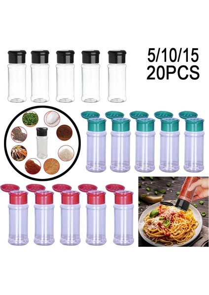 150HEISULIAOPING-3JT 5/10/15/20 Pc Kavanoz Baharat Tuz ve Biber Çalkalayıcı Baharat Kavanoz Baharat Organizatör Plastik Barbekü Çeşni Mutfak Gadget Aracı (Yurt Dışından) fırsatları