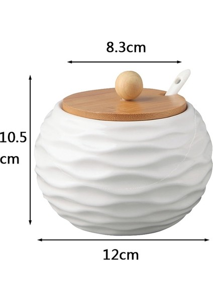 K Seramik Baharat Pot Mutfak Malzemeleri Kutusu Ev Kombinasyonu Mutfak Malzemeleri Şişe Yağ Tuz Potu, Bambu Tabanlı 3 Takım (Yurt Dışından)