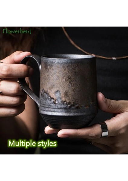 008 Jq Ahşap Saplı Iskandinav Tarzı Asılı Kulak Seramik Kahve Fincanı Pas Sır Kaba Çömlek Çay Kupa Yaratıcı Su Bardağı Yaldızlı Çift Kahve Kupa (Yurt Dışından) fiyatları