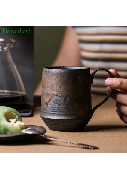 008 Jq Ahşap Saplı Iskandinav Tarzı Asılı Kulak Seramik Kahve Fincanı Pas Sır Kaba Çömlek Çay Kupa Yaratıcı Su Bardağı Yaldızlı Çift Kahve Kupa (Yurt Dışından) modelleri