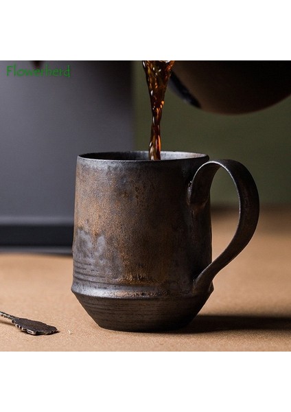 008 Jq Ahşap Saplı Iskandinav Tarzı Asılı Kulak Seramik Kahve Fincanı Pas Sır Kaba Çömlek Çay Kupa Yaratıcı Su Bardağı Yaldızlı Çift Kahve Kupa (Yurt Dışından) fırsatları