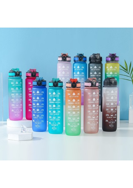 Gül 1.0l 1 Litre Su Pipetli Şişe Plastik Buzlu Bardak Zaman Işaretleyici ile Kızlar Için Kawaii Taşınabilir Seyahat Açık Spor Fitness Bardak (Yurt Dışından) fiyatları