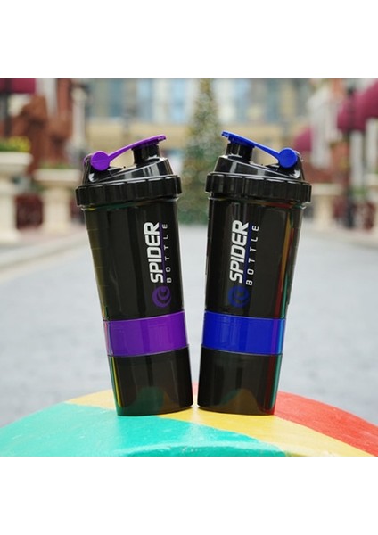 Mavi 3 Katmanlı Spor Spor Şişe Çalkalayıcı Bardak Milkshake Fincan Protein Tozu Su Şişesi 500 ml Taşınabilir Karıştırma Fincan Ilaç Kutusu ile (Yurt Dışından) indirimleri