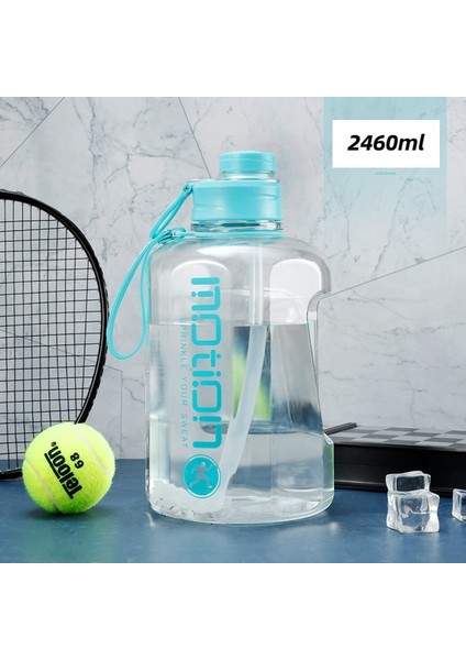 H 2460 ml 2 Litre Spor Su Şişesi Samanlı Büyük Kapasiteli Spor Ölçekli Degrade Su Isıtıcısı Açık Plastik Taşınabilir Su Şişesi (Yurt Dışından)
