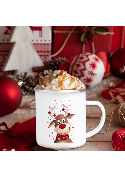 XH039-A015 360 ml Noel Kardan Adam Baskı Parti Bira Içecek Emaye Kupalar Bardak Yaratıcı Yeni Yıl Hediyeleri Eko Isıtılabilir Kolu Kahvaltı Süt Bardak (Yurt Dışından)