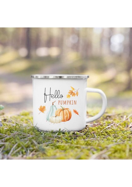 UXH106389-A015WH-8 Sonbaharı Seven Sadece Bir Kız Baskılı Yaratıcı Emaye Kupalar Kahve Fincanları Tatil Partisi Şarap Suyu Kolu Kupa En Iyi Şükran Günü Hediyeleri (Yurt Dışından)