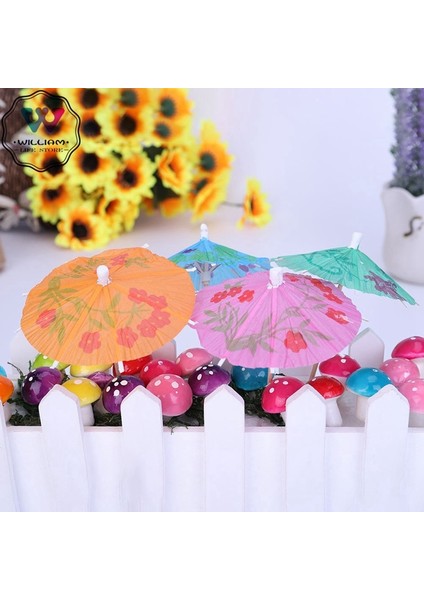 50 Adet/takım Şemsiye Bambu Sopa Formu Meyve Çatalı Kokteyl Dekoratif Garnitürler Aperatif Kek Meyve Burcu 10 cm Uzun Rastgele Renk (Yurt Dışından)