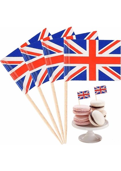 100 Adet Union Jack Kürdan Ingiliz Kral Charles Iıı Coronation Kek Toppers Kokteyl Toppers Çubukları Kraliyet Olay Dekorasyon (Yurt Dışından)