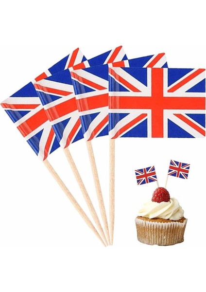 100 Adet Union Jack Kürdan Ingiliz Kral Charles Iıı Coronation Kek Toppers Kokteyl Toppers Çubukları Kraliyet Olay Dekorasyon (Yurt Dışından)