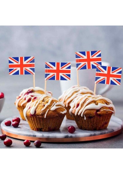 100 Adet Union Jack Kürdan Ingiliz Kral Charles Iıı Coronation Kek Toppers Kokteyl Toppers Çubukları Kraliyet Olay Dekorasyon (Yurt Dışından)