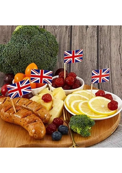 100 Adet Union Jack Kürdan Ingiliz Kral Charles Iıı Coronation Kek Toppers Kokteyl Toppers Çubukları Kraliyet Olay Dekorasyon (Yurt Dışından)
