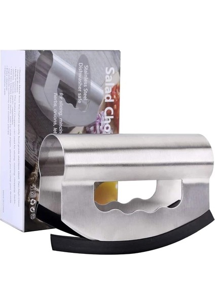 Kutulu Salata Kıyıcı Koruyucu Kapaklı Paslanmaz Çelik Kıyma Bıçakları Sebze Bıçağı Et Kıyma Çift Bıçaklı Kıyıcı Mutfak Için (Yurt Dışından)