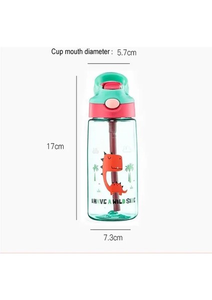 Yeşil Çocuklar Için Taşınabilir Su Şişesi 480 ml Çocuklar Su Şişeleri Yaratıcı Güzel Karikatür Bebek Pipetli Bardak Sızdırmaz Su Şişesi (Yurt Dışından)
