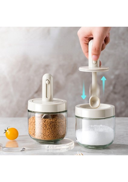 B Kaşık Kapaklı Entegre Baharat Kavanoz Cam Nem Geçirmez Mühürlü Kavanoz Biber Tuz Kutusu Mutfak Gıda Saklama Kabı Mutfak Gereçleri (Yurt Dışından) modelleri