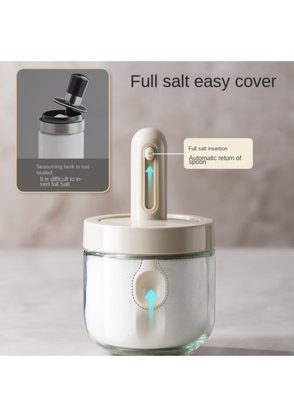 B Kaşık Kapaklı Entegre Baharat Kavanoz Cam Nem Geçirmez Mühürlü Kavanoz Biber Tuz Kutusu Mutfak Gıda Saklama Kabı Mutfak Gereçleri (Yurt Dışından) fırsatları