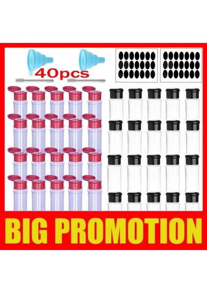 Hei Hong 40 Adet 3jt-2 40 Adet Kavanoz Baharat Tuz ve Biber Çalkalayıcı Baharat Kavanoz Baharat Organizatör Plastik Barbekü Çeşni Mutfak Gadget Aracı (Yurt Dışından)