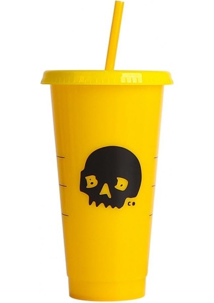 Sarı 710 ml Saman Bardak Saman Kapaklı Su Bardağı Renk Değişikliği Su Kupa Tumbler Plastik Bardak Içme Bardağı Vaso Con Tapa Y Pajita (Yurt Dışından)
