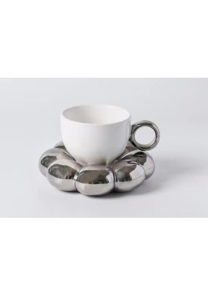 Stylea-Sliver 301-400 ml 2 Adet/takım Seramik Kahve Kupalar Iskandinav Fincan Ayçiçeği Tabağı ile Süt Çay Bardağı Tepsi ile Doğum Günü Yeni Yıl Hediyeleri Masa Dekorasyonu (Yurt Dışından)