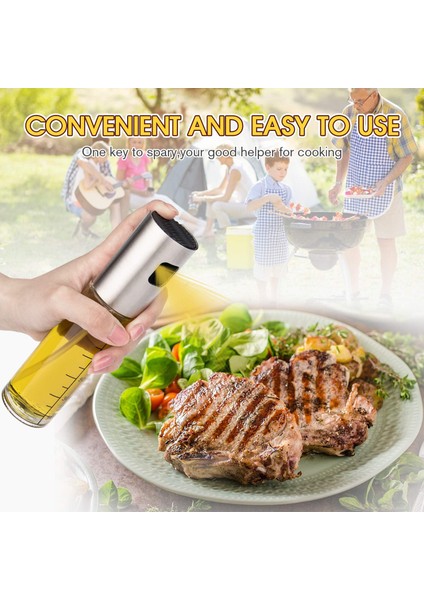 Pişirme Için Açık Gri Sıcak Yağ Püskürtücü, Hava Fritözü Izgara, Mutfak, Fırınlama, Salata Için Cam Gövdeli 100 ml Yağ Dağıtıcı Mister (2 Paket) (Yurt Dışından)