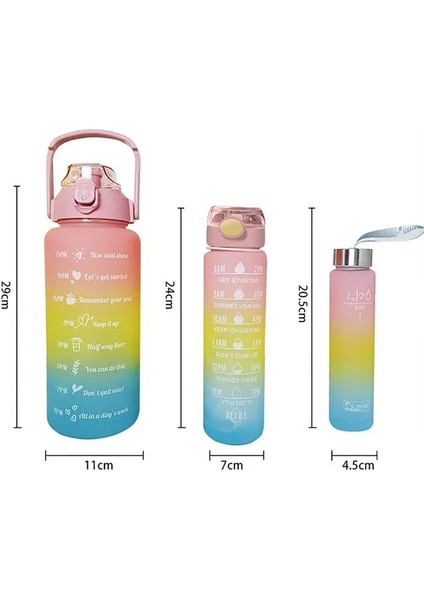 D 1 Takım/3 Adet Spor Su Pipetli Şişe Erkek Kadın Spor Su Şişeleri Açık Soğuk Su Bottlesc Zaman Işaretleyici ile Drinkware (Yurt Dışından)