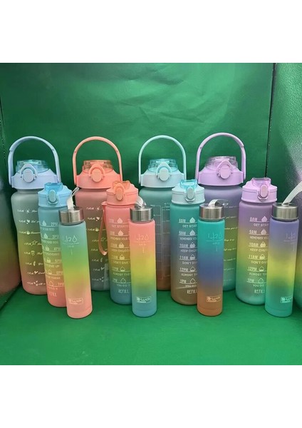 D 1 Takım/3 Adet Spor Su Pipetli Şişe Erkek Kadın Spor Su Şişeleri Açık Soğuk Su Bottlesc Zaman Işaretleyici ile Drinkware (Yurt Dışından)
