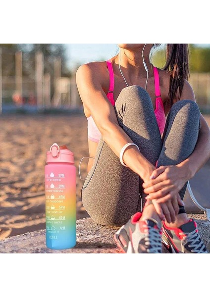 D 1 Takım/3 Adet Spor Su Pipetli Şişe Erkek Kadın Spor Su Şişeleri Açık Soğuk Su Bottlesc Zaman Işaretleyici ile Drinkware (Yurt Dışından)