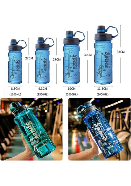 07 Yeşil 2000ML 1 Adet 2 Litre Spor Su Şişeleri Şeffaf Plastik Su Bardağı Bpa Ücretsiz Su Şişesi Taşınabilir Açık Seyahat Bisiklet Drinkware Sürahi (Yurt Dışından)