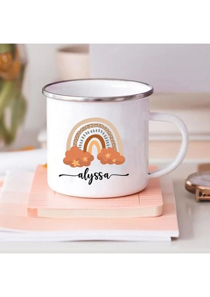 -A015WH-83 360ML Kamp Ateşi Kupa Gökkuşağı Rustik Doğum Günü Yılbaşı Hediyeleri Kişiselleştirilmiş Emaye Kupa Çocuk Kadınlar Için Arkadaş Camper Özel Bardaklar Gökkuşağı Kupa (Yurt Dışından)