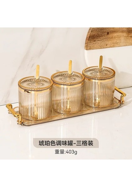 C-3 Adet Yaratıcı Çizgili Baharat Kavanoz Akrilik Set Tuz Şeker Kavanoz Yaldızlı Mutfak Malzemeleri Soya Sosu Sirke Biber Depolama Şişesi (Yurt Dışından)