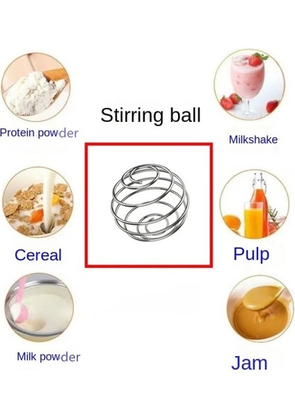 01 Milkshake Protein Shaker Topu Tel Karıştırıcı Paslanmaz Çelik Bahar Topları Shaker Içme Şişesi Karıştırma Çırpma Mutfak Aksesuarları (Yurt Dışından) indirimleri