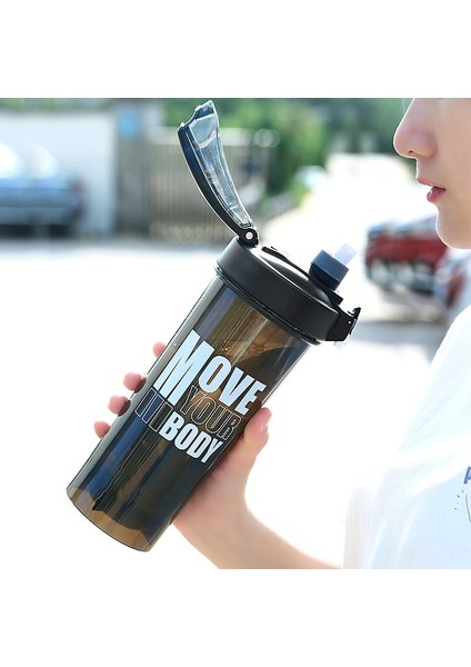 Siyah Su Isıtıcısı 800ML Spor Shaker Şişesi 800ML Büyük Kapasiteli Saman Shaker Şişesi Protein Tozu Milkshake Kupası Açık Taşınabilir Plastik Şişe (Yurt Dışından) indirimleri