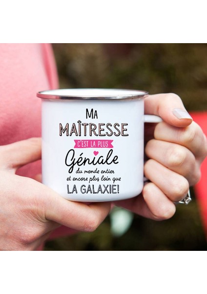 UXH180501-A015WH 8 cm Fransız Öğretmen Baskı Kupalar Yaratıcı Kahve Fincanları Içecekler Su Süt Kupası Emaye Kupa Okul Ev Kolu Drinkware Öğretmen Için Hediyeler (Yurt Dışından)