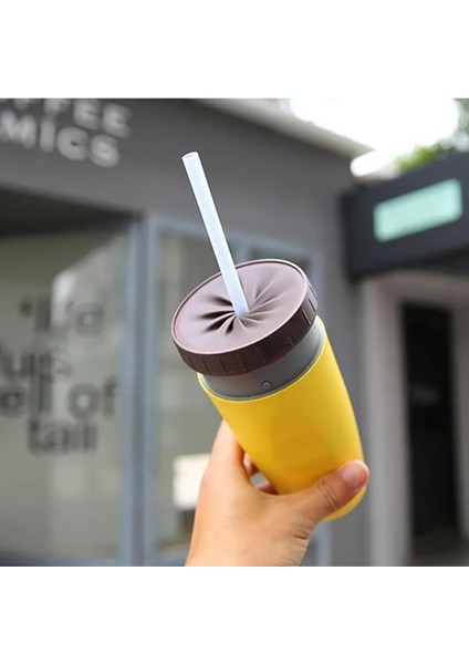 Sarı Göz Çift Duvar Bardak Kupalar Mutfak Aksesuarları Bardak Ayarlanabilir Bardak Kullanışlı Pipetli Bardak Gençler Için Taşınabilir Yaratıcı Plastik Bardak (Yurt Dışından) fiyatları