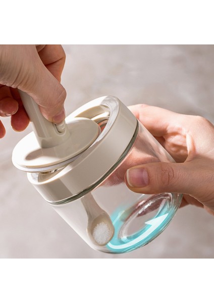 Beyaz Ayarlanabilir Baharat Kutusu Çeşni Teneke Kutu Mutfak Cam Baharat Şişesi Tuz Baharat Kapaklı Konteyner Kaşık Şekerlik Gadget (Yurt Dışından)
