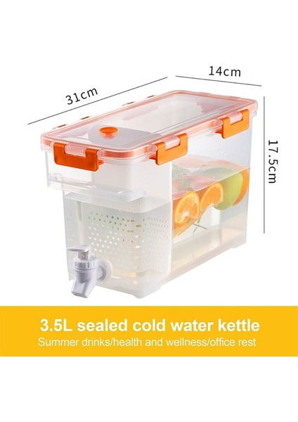3.5l A Turuncu 4l/3.5l Buzdolabı Musluklu Soğuk Buz Su Isıtıcısı Su Suyu Limonata Meyve Çayı Şişe Buzdolabı Soğuk Içecekler Kova Konteyner (Yurt Dışından)